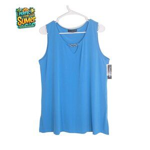 Travel Elements NWT Women's Blue Top Chain Accent Size XL Sleeveless Stretchy